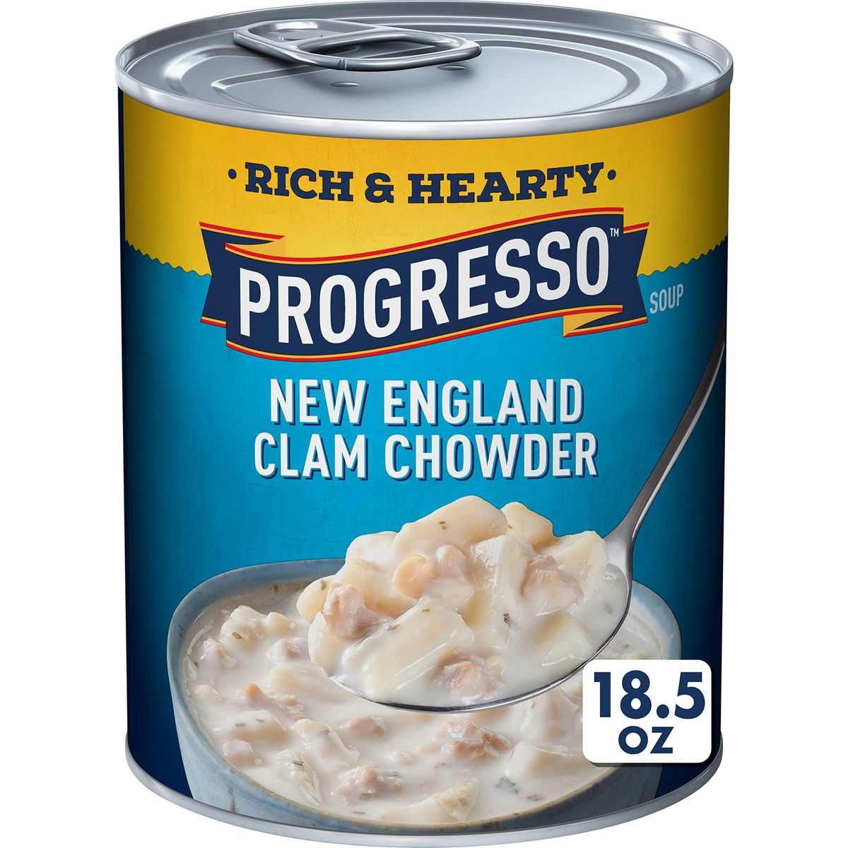 Progresso New England Clam Chowder Soup, Rich &amp; Hearty Canned Soup, Gluten Free, 18.5 oz