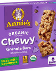 Annie's Organic Chewy Granola Bars, Chocolate Chip, 6 Bars, 5.34 oz.