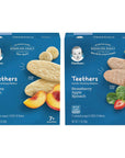 Gerber Teethers Gentle Teething Wafers Variety Pack - 1 Box Banana Peach, 1 Box Strawberry Apple Spinach - 12 CT/Box (Pack of 2 Boxes)