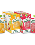 Sprout Organic Baby Food, Stage 4 Toddler Smoothie Pouches, Strawberry Banana & Peach Banana with Yogurt Variety Pack, 4 Oz Purees (Pack of 12)