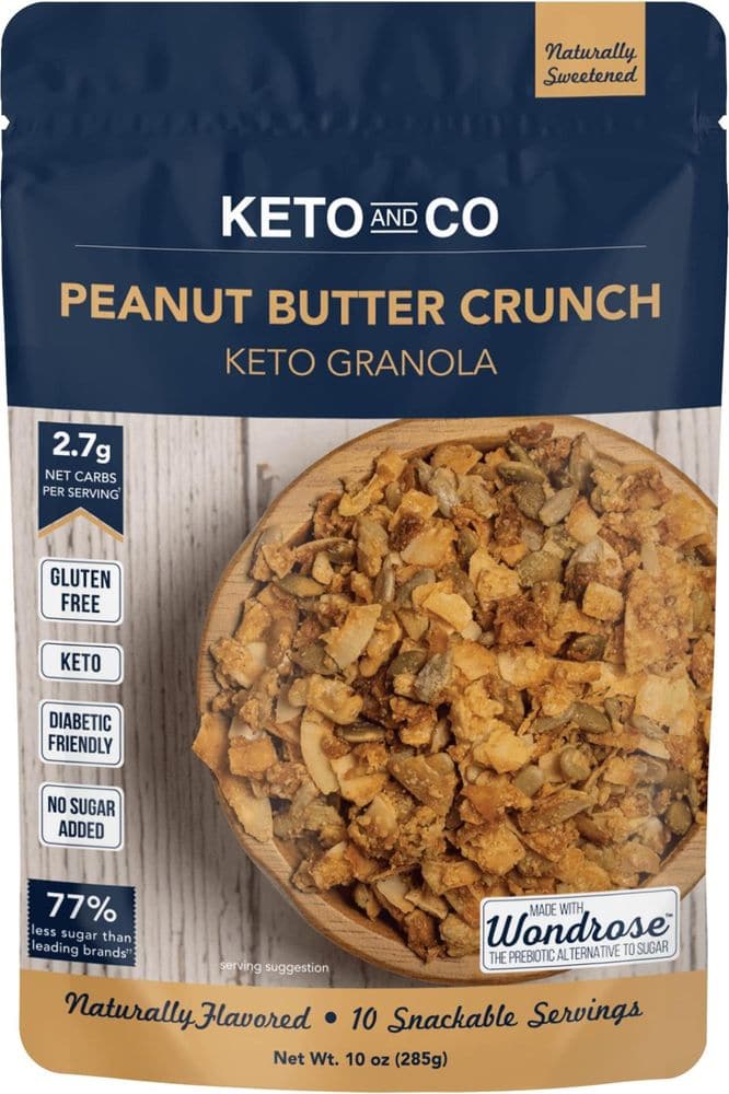 Keto Peanut Butter Crunch Granola by Keto and Co | Just 2.7g Net Carbs Per Serving | Gluten Free, Low Carb, Diabetic Friendly, Naturally Sweetened, No Added Sugar, Non-GMO | (10 Servings)