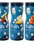 Gerber Puffs Cereal Snack Variety Pack - 1 Strawberry Apple, 1 Banana, 1 Sweet Potato - 1.48 OZ Each (Pack of 3)