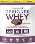 Designer Wellness, Designer Whey, Natural Protein Powder with Probiotics, Fiber, and Key B-Vitamins for Energy, Gluten-Free & Kosher, Double Chocolate, 2 lb