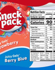 Snack Pack Strawberry  Berry Blue Flavored Juicy Gels 12 Count Snack Cups