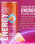 Sparkling Ice +ENERGY Power Punch Sparkling Water - 12 fl oz Cans (Pack of 12)