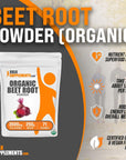 BULKSUPPLEMENTS.COM Organic Beet Root Powder - Beet Powder Organic, Beetroot Supplement - Supplementation, Pack of 1 - Vegan & Gluten Free, 3500mg per Serving, 250g (8.8 oz)