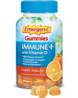 Emergen-C Immune+ Immune Gummies, Vitamin D plus 750 mg Vitamin C, Immune Support Dietary Supplement, Caffeine Free, Gluten Free, Super Orange Flavor - 45 Count