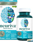 NEURIVA Plus Brain Supplement for Memory and Focus Clinically Tested Nootropics for Concentration for Mental Clarity, Cognitive Enhancement Vitamins B6, B12, Phosphatidylserine 30 Capsules