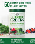 Country Farms Super Greens Natural Flavor 50 Organic Super Foods USDA Organic Drink Mix Fruits Vegetables Super Greens Mushrooms  Probiotics Supports Energy 20 Servings 106 Oz