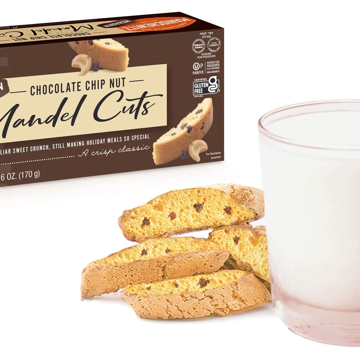 Manischewitz Chocolate Chip Nut Mandel Cuts 6oz Dairy Free Gluten Free  Grain Free Biscotti Kosher for Passover