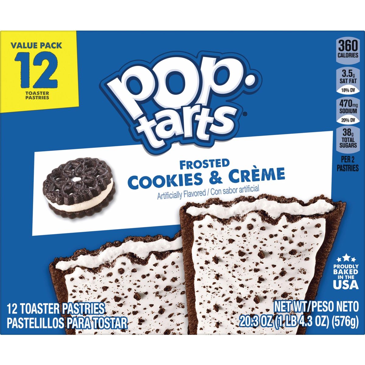 PopTarts Toaster Pastries Breakfast Foods Kids Snacks Cookies and Creme 203oz Box 12 PopTarts