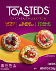 Toasteds Crackers Party Snacks Artisan Collection Variety Pack 12oz Box 1 Box