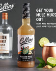 Collins Moscow Mule Mix Made With Lime Juice and Real Sugar With Natural Flavors Classic Cocktail Recipe Ingredient Bartender Mixer Drinking Gifts Home Cocktail bar 32 fl oz