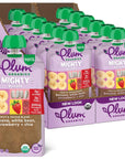 Plum Organics Mighty Builder Organic Toddler Food - Banana, White Bean, Strawberry, and Chia - 4 oz Pouch (Pack of 12) - Organic Fruit and Vegetable Toddler Food Pouch