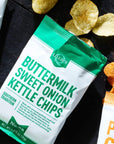 Lillie's Q - Buttermilk & Sweet Onion Kettle Chips, Vidalia Onion Potato Chips, Small Batch Kettle Chips, Individual Bags, Made with Gluten-Free Ingredients (1.375 oz, 6-Pack)