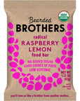 Bearded Brothers Vegan Organic Food Bar | Gluten Free, Paleo and Whole 30 | Soy Free, Non GMO, Low Glycemic, No Sugar Added, Packed with Protein, Fiber + Whole Foods | Raspberry Lemon | 12 Pack