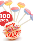 Smarties Lollipops 2Lb  100 Pieces Individually Wrapped Bulk Lollipops Christmas Stocking Stuffers Candy