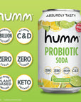 Humm Sparkling Probiotic Soda Variety Pack  Lemon Lime  Berry Cream  Zero Sugar Zero Calorie 2 Billion Probiotics  Vitamin C D and B1212 fl oz 12 Pack