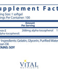 Vital Nutrients - Natural Vitamin E - Potent Antioxidant and Cardiovascular Support - 100 Softgels per Bottle - 268 mg Alpha-tocopherol