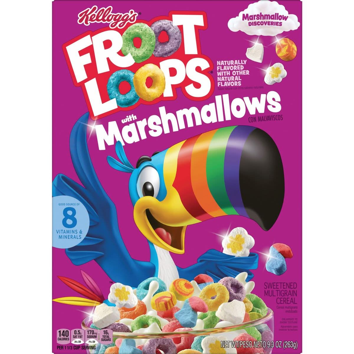 Kelloggs Froot Loops Breakfast Cereal Kids Cereal Family Breakfast Original with Marshmallows 8 Boxes