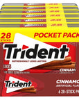 Trident Cinnamon Sugar Free Gum 6 Pocket Packs of 28 Pieces 168 Total Pieces