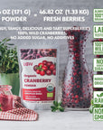 Wild Organic Freeze Dried Cranberry Powder 6 Oz 35Day Supply from Nordic Forests No Added Sugar