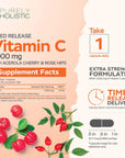 Purely Holistic Vitamin C 1000mg, 365 Capsules, 12 Month Supply, 2 Stage Timed Release with Ascorbic Acid, Rosehip & Acerola Cherry Bioflavonoid, Immune System Support, Vegan