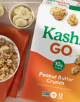 Kashi GO Cold Breakfast Cereal, Vegan Protein, Fiber Cereal, Peanut Butter Crunch, 13.2oz Box (1 Box)