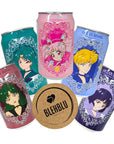 Ocean Bomb Carbonated Water Sailor Moon Scouts Anime Collectible Can Drink Chibimoon Uranus Neptune Saturn Pluto with 1 Blehblu Coaster