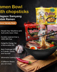 CraveRly Japanese 2 Ramen Bowls 2 pairs of Chopsticks and 15 Cheese Noodles Ramen Noodle Bowls for featuring Samyang Buldak Ramen Noodle Variety Pack includes Servings of Noodles of cheese flavor