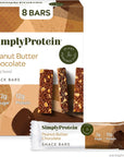 Simply Protein Peanut Butter Chocolate Protein Bars, Vegan Protein Bars Low Sugar High Protein, Gluten Free, 8 Pack