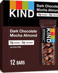 KIND Bars, Dark Chocolate Mocha Almond, Healthy Snacks, Gluten Free, Low Sugar, 5g Protein, 12 Count