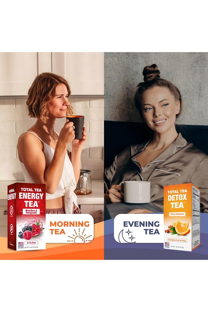 Total Tea SIimming Detox Tea Caffeine Free  25 Day Detox Tea  Herbal Tea with Chamomile Hibiscus Tea  Ginger Root for Colon Cleanse  Natural Citrus  Cinnamon Herbal Tea for Digestive Health