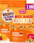 Cooper Street Cookies Twice Baked Italian Style Biscotti  Biscotti Cookie Biscuits in Delicious Orange Cranberry Flavor  Crispy Light and Healthy Cookies  Peanut  Dairy Free  20oz  2 Pack