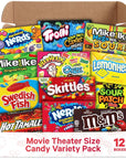 Movie Theater Candy Variety Pack  Candy Box of Skittles MMs Milk Chocolate SourPatch Swedish Fish Trolli Sour Brits Mini Gummies and More12 Count