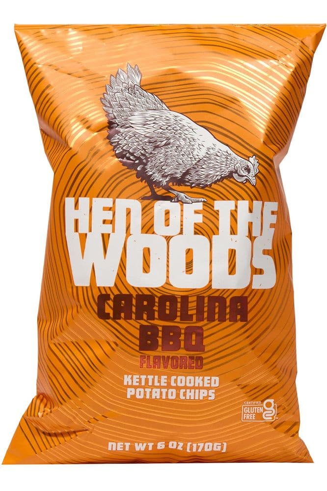 Hen of the Woods Kettle Cooked Potato Chips, Carolina BBQ Flavor, 6 Ounce Bag, 6-Pack