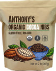 Anthony's Organic Cacao Cocoa Nibs, 2 lb, Batch Tested and Verified Gluten Free