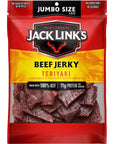 Jack Link's Beef Jerky, Teriyaki, 5.85 oz. Sharing Size Bag - Flavorful Meat Snack, 10g of Protein and 80 Calories, Made with Premium Beef - 95 Percent Fat Free, No Added MSG** or Nitrates/Nitrites