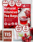 FreshDrinkUS Premium 115 Hibiscus Flowers Tea Bags 100 Natural  Pure from Hibiscus Flowers Loose Flower Hibiscus Herbal Tea Hibiscus Flower Tea No Sugar No Caffeine No Gluten Vegan