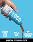 Loco Coffee Black Cold Brew Coffee With Coconut Water 11 Ounce Can 12 Count  Medium Roast 180mg Caffeine  Gluten Free and Dairy Free  Low Sugar Low Calorie Iced Coffee