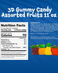 Funtasty FruitShaped 3D Gummy Candy Assorted Flavors 11Ounce Pack