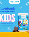 Feel Great USDA Organic Kids Protein Shake | Kids Protein Powder with Greens, Vitamins, Probiotics & Antioxidants | Vegan Chocolate Kids Nutritional Shake & Smoothie Mix | 60 Servings