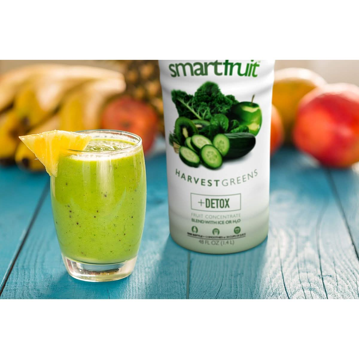 Smartfruit Harvest Greens  Detox 100 Real Fruit Purée NonGMO No Additives Vegan  48 Fl Oz