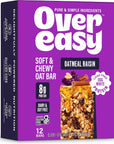 OVER EASY Oatmeal Raisin Breakfast Bars | All Natural, Clean Ingredient Protein Bars | Breakfast & Cereal Bars | 12 Protein Snack Bars Gluten Free, Dairy Free, Soy Free