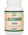 L Glutamine Capsules - No Fillers (500mg, 120 Count) Manufactured in The USA, Keto Safe, Vegan Friendly, Third Party Tested (for Endurance and Gut Health) by Double Wood