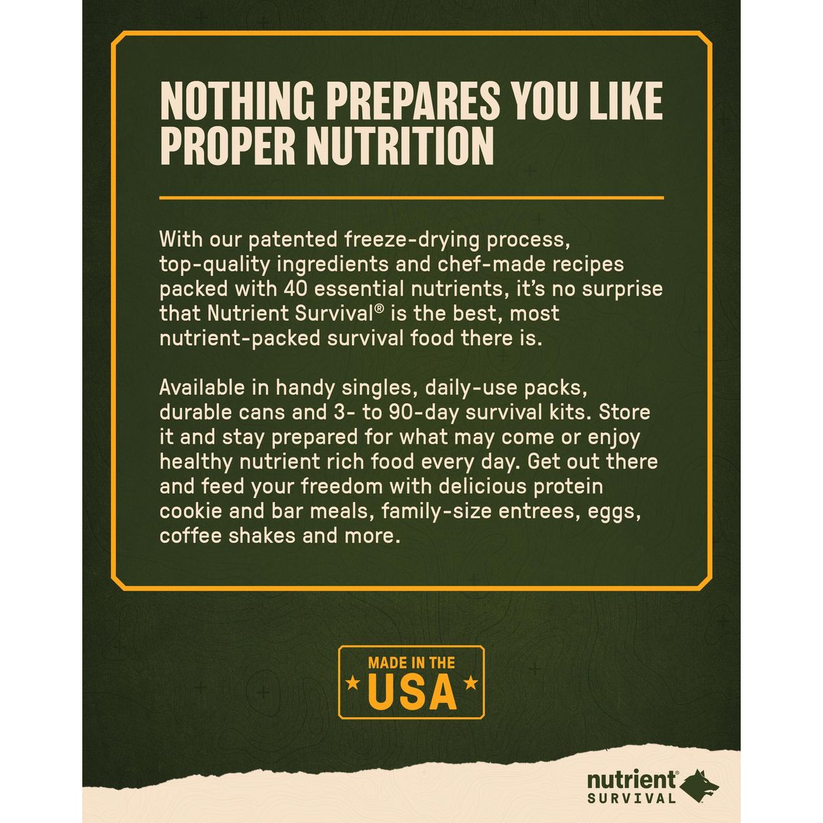 Nutrient Survival MRE Triple Cheese Mac Ready to Eat Meals 9 Servings Freeze Dried Prepper Supplies  Emergency Food Supply 40 Essential Nutritients Shelf Stable Up to 15 Years Pantry Pack