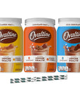 Ovaltine Powdered Drink Mix Variety Classic Malt Chocolate Malt Rich Chocolate Mix 12 oz Pack of 3 with By The Cup Paper Straws