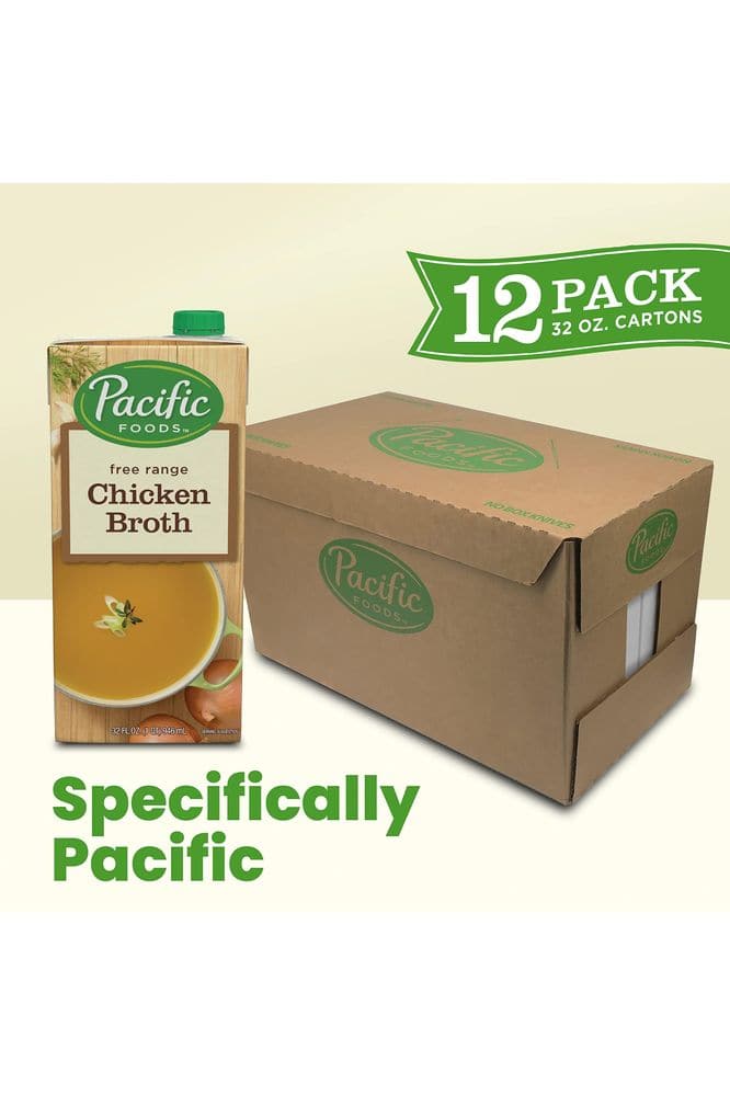 Pacific Foods Free Range Chicken Broth, 32oz (Pack of 12)