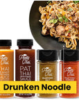 Pretty Thai Drunken Noodle Bundle 4 Pack  Thai Peanut Sauce Pat Thai Thai Chili Powder  Low Sodium Seasoning Salt Delicious Umami Meat Marinades Vegan Gluten Free  Non GMO  No Additives