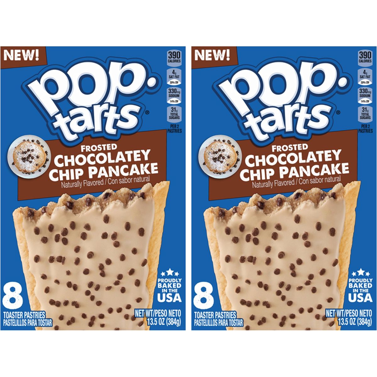 Generic Frosted Pancake Chocolatey Chip Toaster Pop 2 Box SimplyComplete Bundle 16 Total for Kid Snacks Value Pack Snacking Tarts at Home School Office or with Friends Family